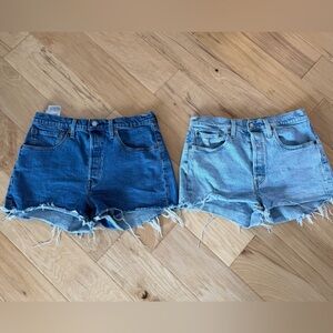 Women’s Levi’s Low Stretch 501 cutoff jean shorts, size 30. High-Rise.